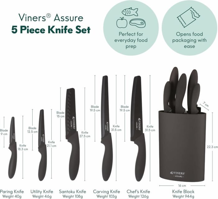 Viners Assure 5 -Piece Knife Block Set - Image 4