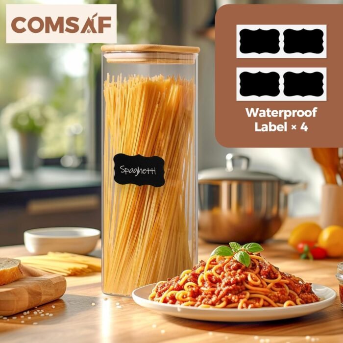 ComSaf 2100ml Rectangle Glass Storage Containers with Lids - Image 5