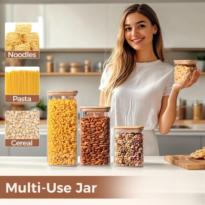 ComSaf 2100ml Rectangle Glass Storage Containers with Lids - Image 3
