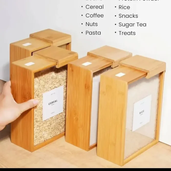Glass Food Storage with Bamboo Lids (Set of 4) - Image 2