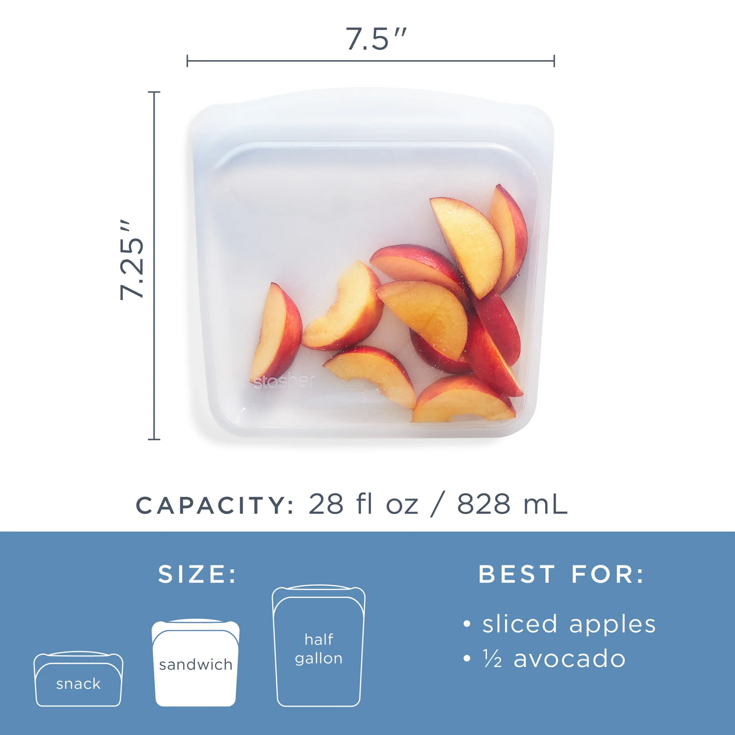 PDP_Size_Sandwich_2800_1 Stasher Reusable Silicone Bag (Sandwich) - Image 4